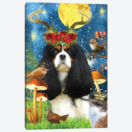 Cavalier King Charles Spaniel And Wren Canvas Print #NDG347} by Nobility Dogs Canvas Wall Art