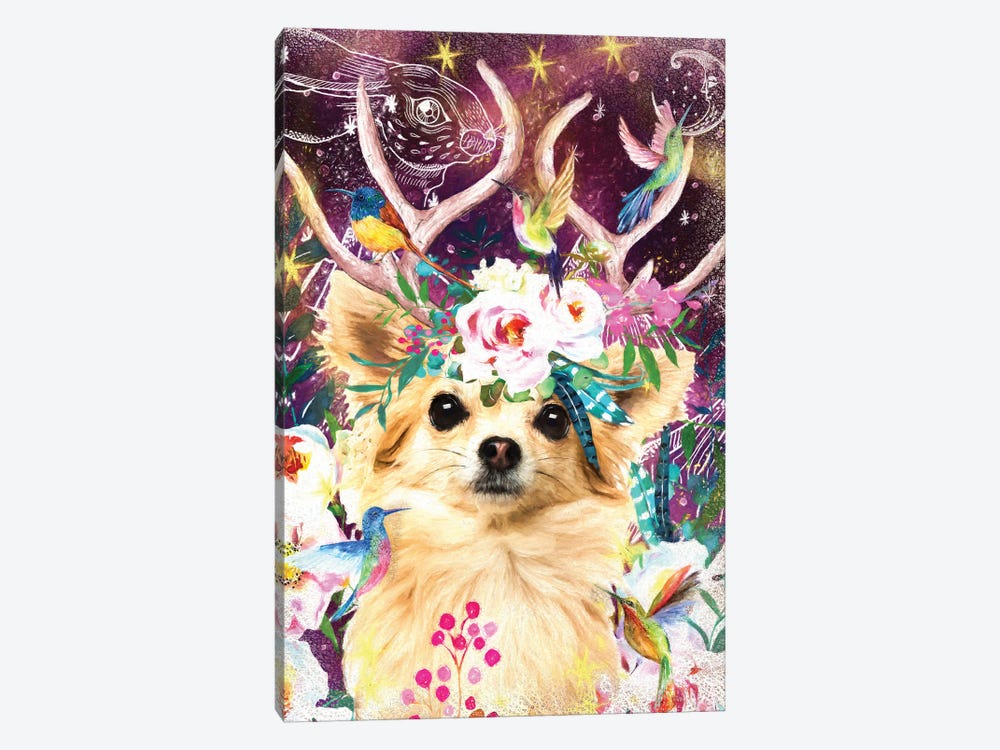 Long Haired Chihuahua And Hummingbird by Nobility Dogs 1-piece Canvas Wall Art