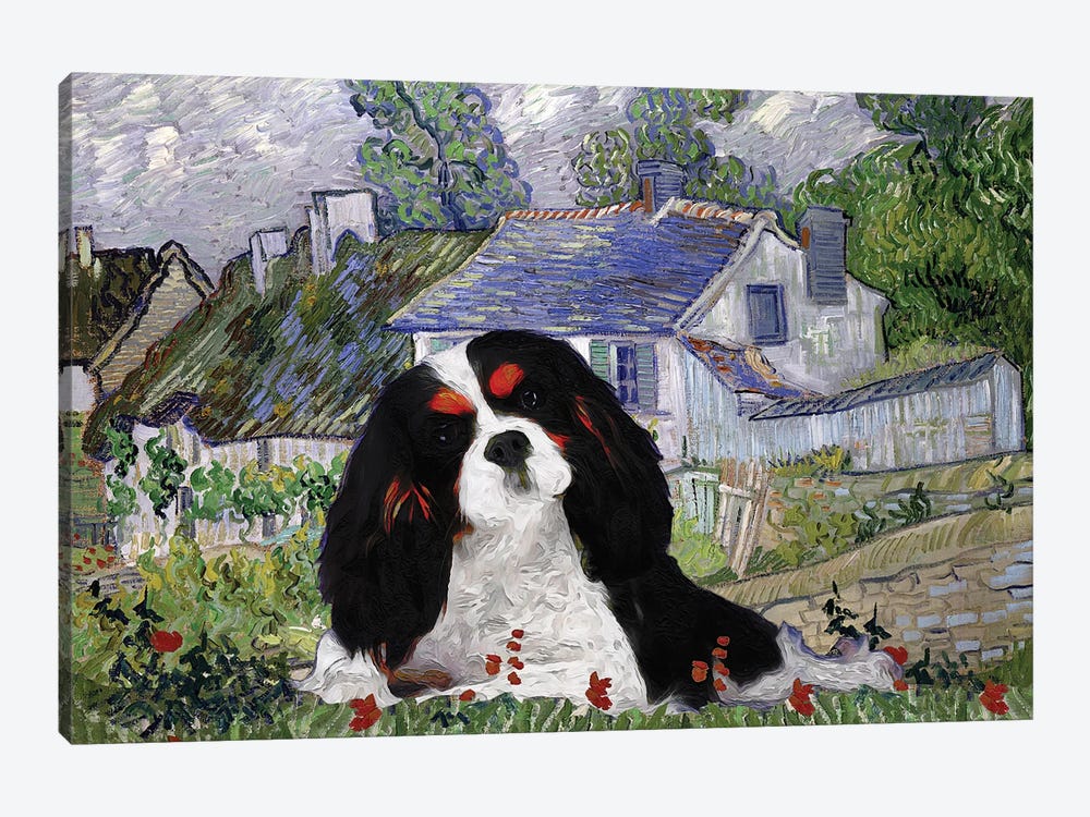 Cavalier King Charles Spaniel Houses At Auvers by Nobility Dogs 1-piece Art Print