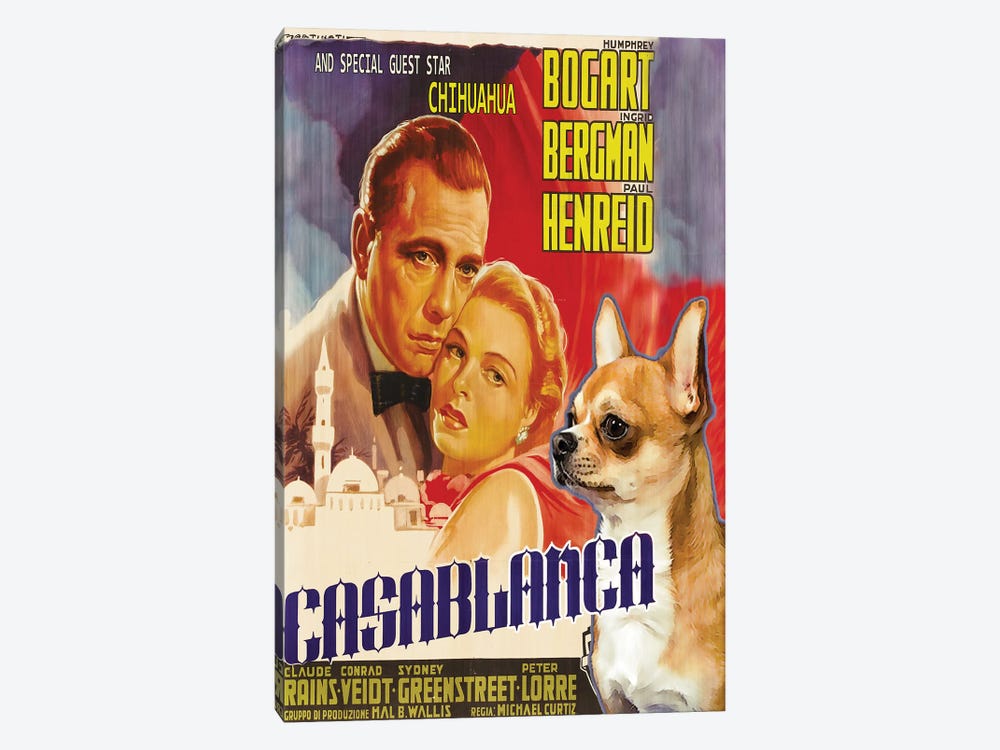 Chihuahua Casablanca Movie by Nobility Dogs 1-piece Canvas Artwork