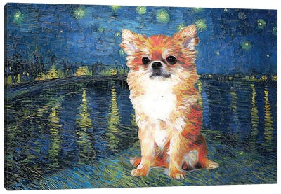 Chihuahua Starry Night Over The Rhone Canvas Art Print - Chihuahua Art