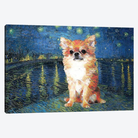 Chihuahua Starry Night Over The Rhone Canvas Print #NDG35} by Nobility Dogs Canvas Art