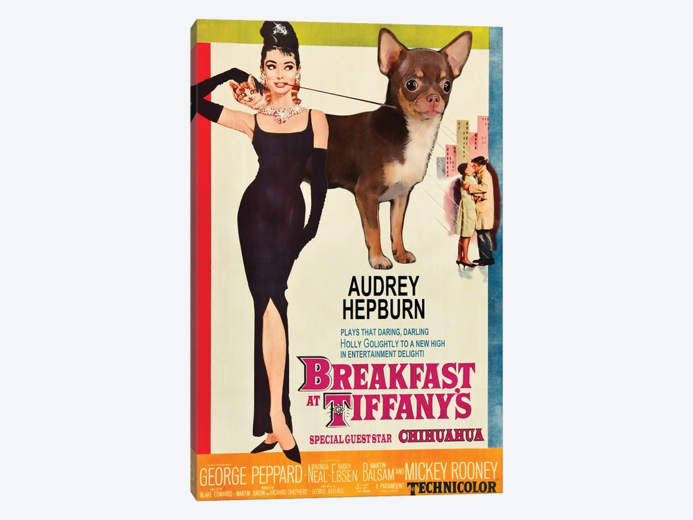 Choco Chihuahua Breakfast At Tiffany by Nobility Dogs 1-piece Canvas Artwork