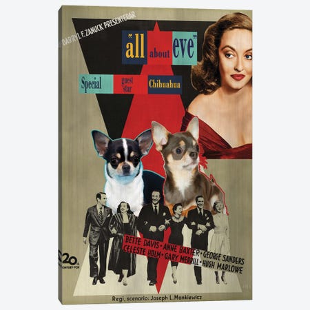 Chihuahua All About Eve Movie Canvas Print #NDG361} by Nobility Dogs Canvas Art Print