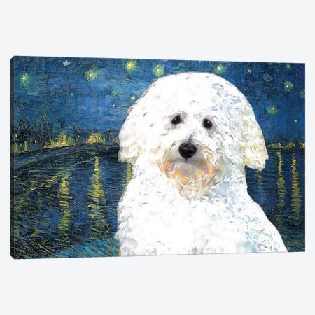 Coton De Tulear Starry Night Over The Rhone Canvas Print #NDG373} by Nobility Dogs Canvas Art
