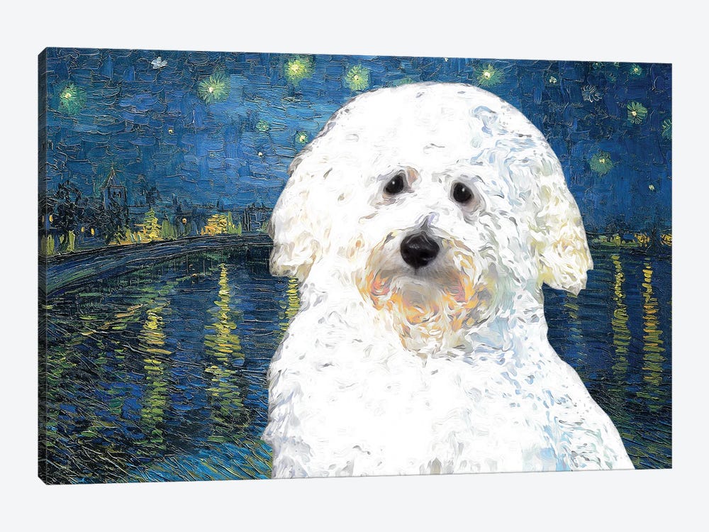 Coton De Tulear Starry Night Over The Rhone by Nobility Dogs 1-piece Canvas Wall Art