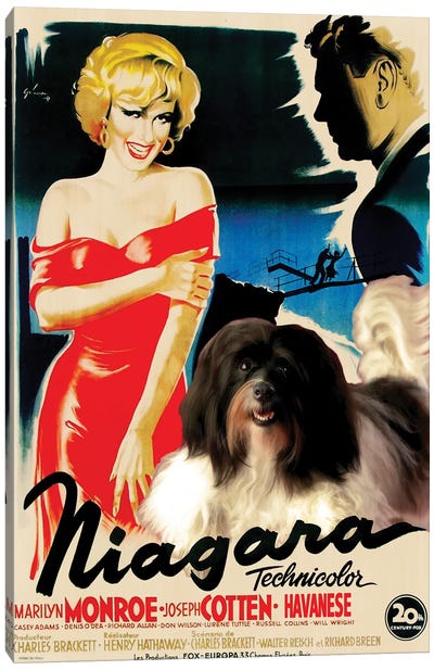 Havanese Dog Niagara Movie Canvas Art Print - Thriller Movie Art