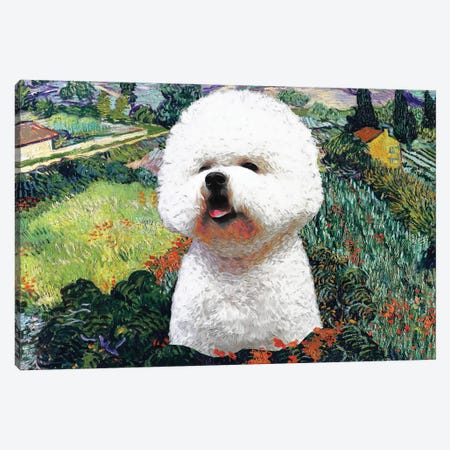 Bichon Frise Field With Poppies Canvas Print #NDG382} by Nobility Dogs Canvas Art Print