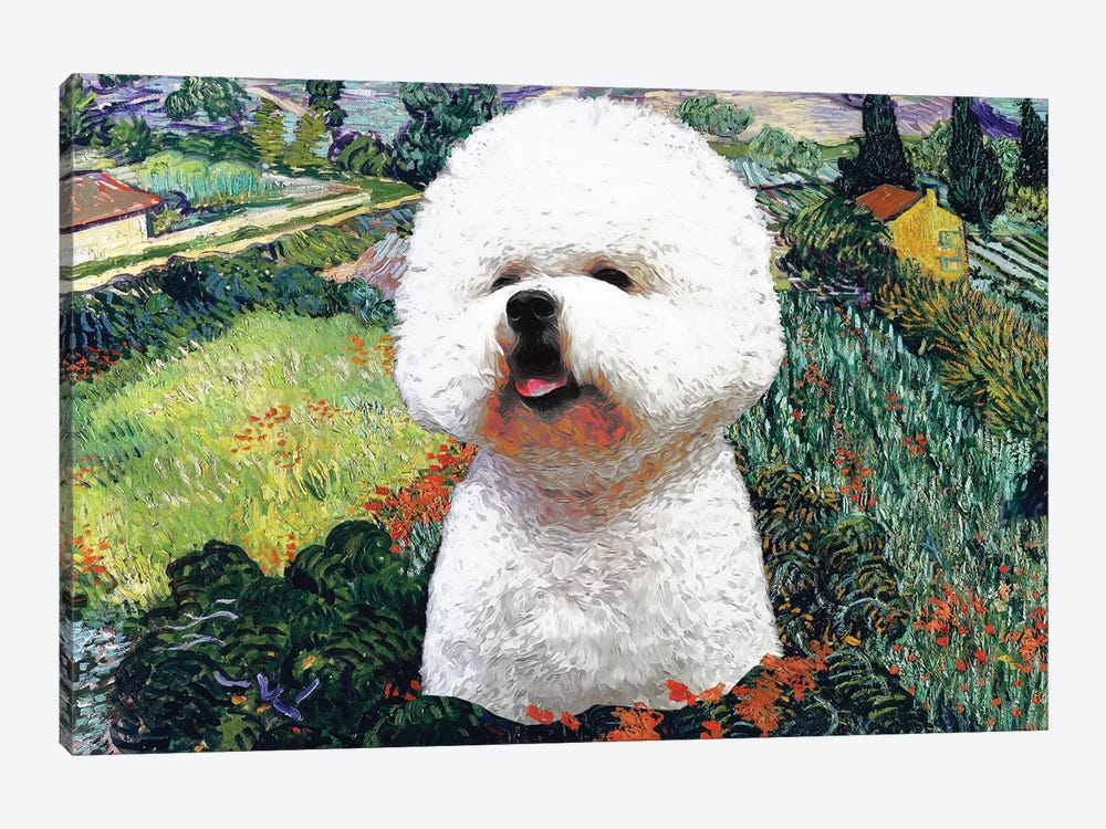 Bichon Frise Field With Poppies by Nobility Dogs 1-piece Canvas Wall Art