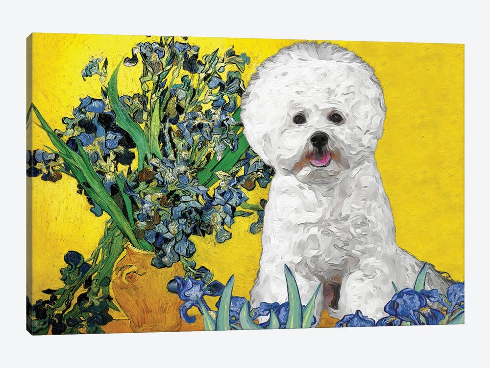 Bichon Frise Irises In A Vase by Nobility Dogs 1-piece Art Print