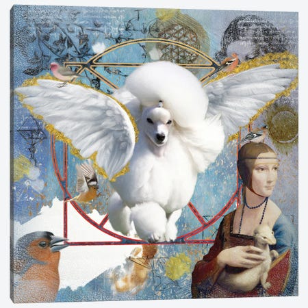 White Poodle Angel Canvas Print #NDG38} by Nobility Dogs Canvas Print