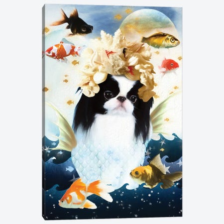 Japanese Chin Mermaid And Goldfish Canvas Print #NDG399} by Nobility Dogs Canvas Artwork