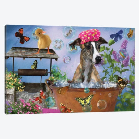 Whippet Wash Your Paws Canvas Print #NDG39} by Nobility Dogs Art Print