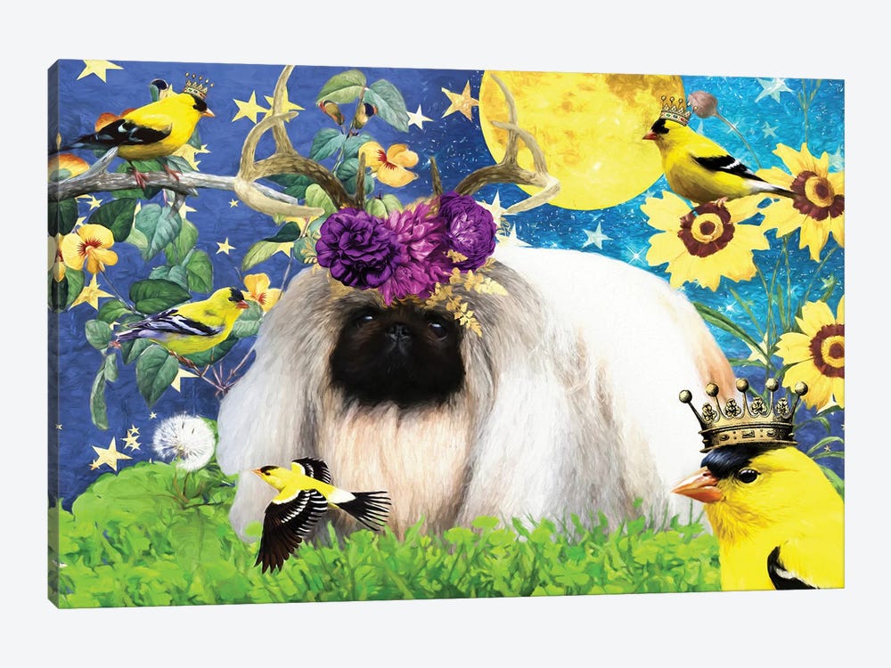 Pekingese And American Goldfinch by Nobility Dogs 1-piece Canvas Print