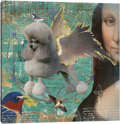 Grey Poodle Angel Da Vinci Canvas Art Print - Mona Lisa Reimagined