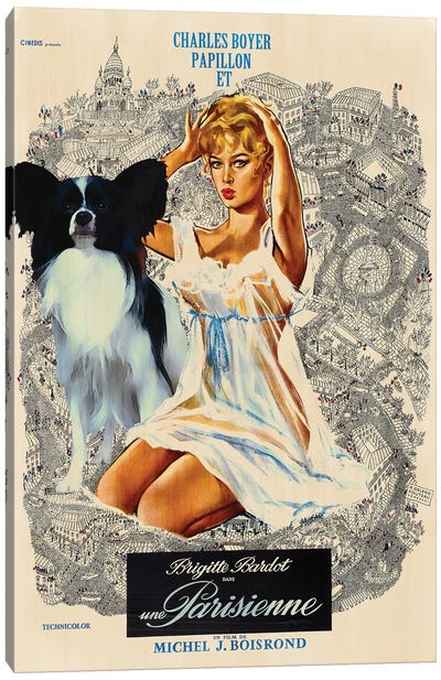 Papillon Dog Una Parisienne Canvas Art Print - Vintage Movie Posters