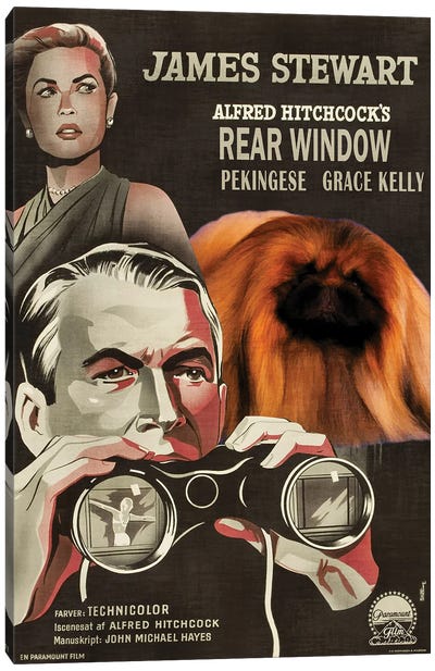 Pekingese Rear Window Movie Canvas Art Print - James Stewart