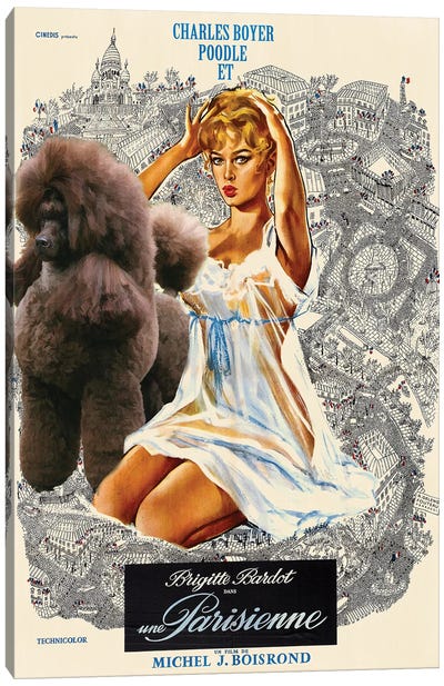 Poodle Una Parisienne Movie Canvas Art Print - Brigitte Bardot