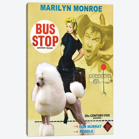 Standard Poodle Bus Stop Movie Canvas Print #NDG420} by Nobility Dogs Canvas Wall Art
