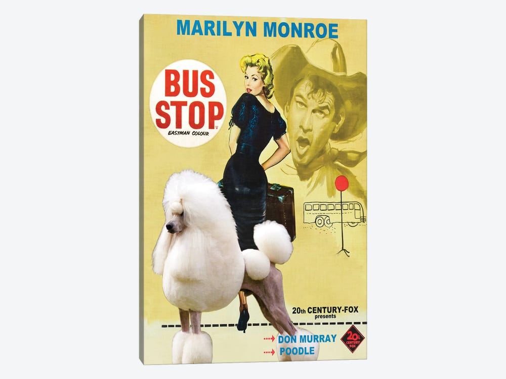 Standard Poodle Bus Stop Movie by Nobility Dogs 1-piece Canvas Art Print