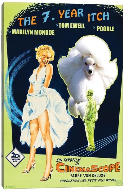 White Poodle The Seven Year Itch Movie Canvas Art Print - Poodle Art
