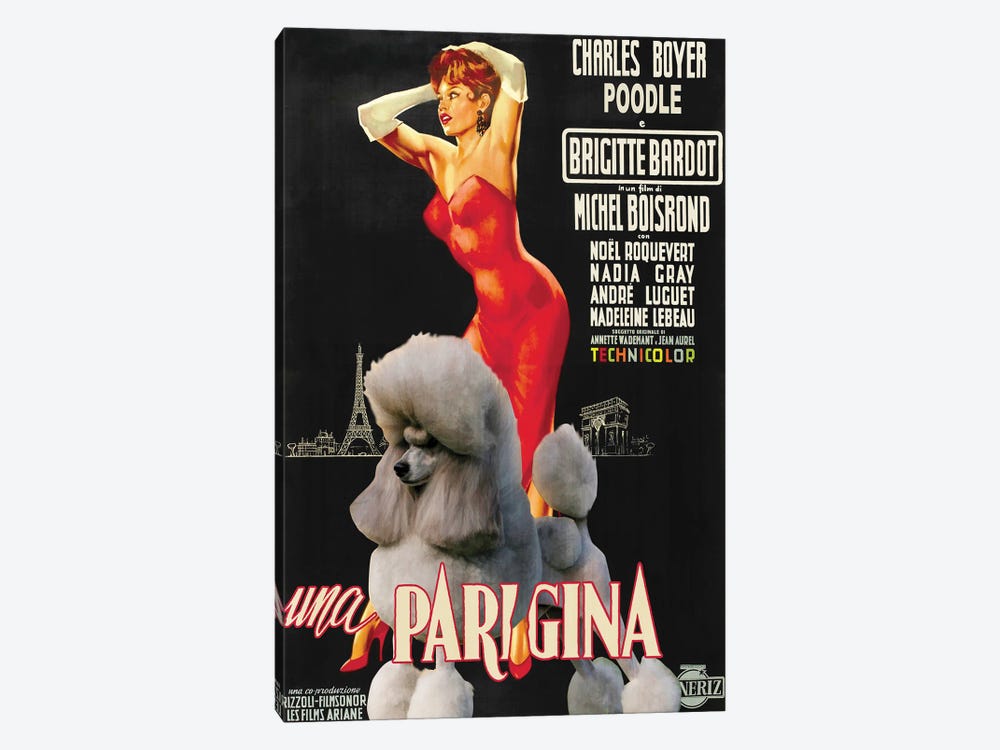 Grey Poodle Una Parigina Movie by Nobility Dogs 1-piece Canvas Wall Art