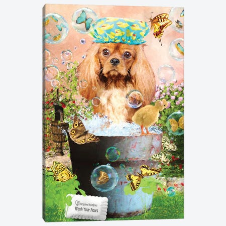 Ruby Cavalier King Charles Spaniel Wash Your Paws Canvas Print #NDG43} by Nobility Dogs Canvas Artwork