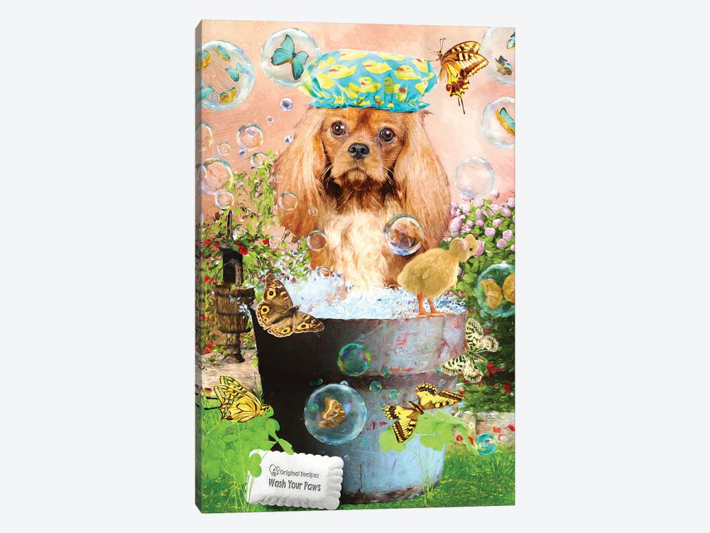 Ruby Cavalier King Charles Spaniel Wash Your Paws by Nobility Dogs 1-piece Art Print