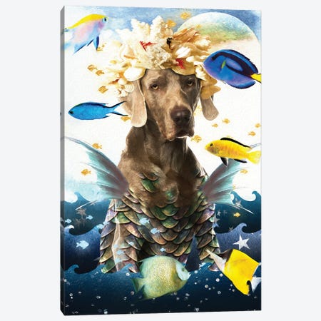 Weimaraner Mermaid Canvas Print #NDG448} by Nobility Dogs Canvas Wall Art