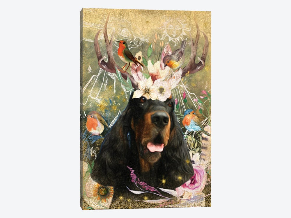 Gordon Setter And Robin Bird by Nobility Dogs 1-piece Canvas Art Print