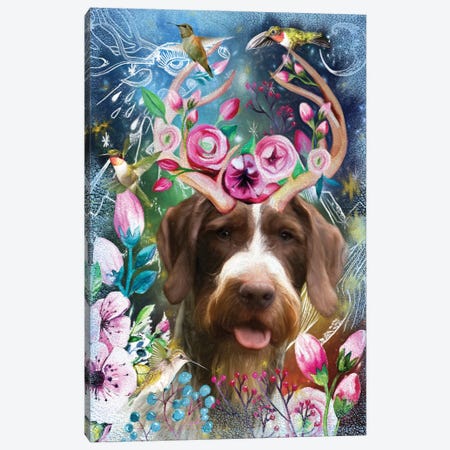 German Wirehaired Pointer And Hummingbird Canvas Print #NDG455} by Nobility Dogs Canvas Art