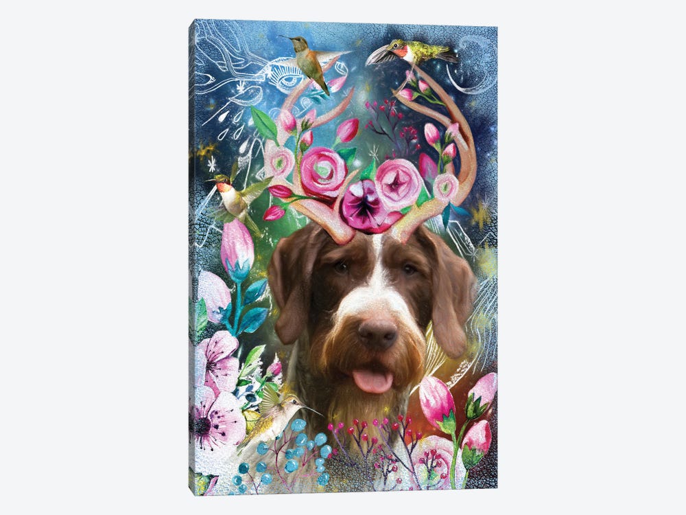German Wirehaired Pointer And Hummingbird by Nobility Dogs 1-piece Canvas Art Print