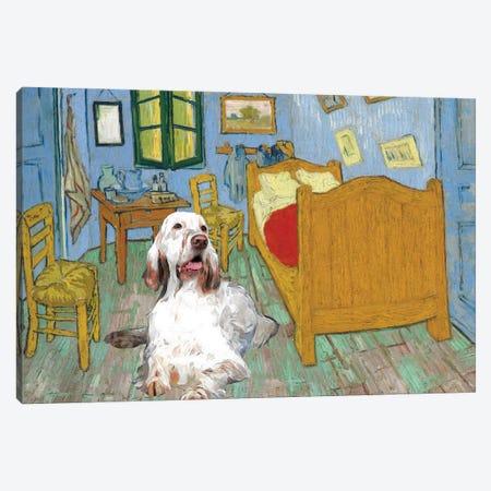 English Setter The Bedroom Canvas Print #NDG466} by Nobility Dogs Art Print
