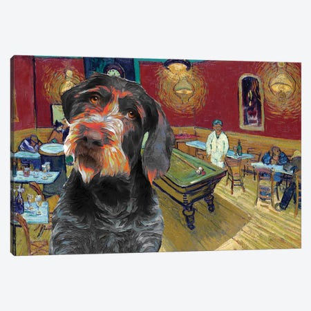 German Wirehaired Pointer The Night Café Canvas Print #NDG469} by Nobility Dogs Canvas Art