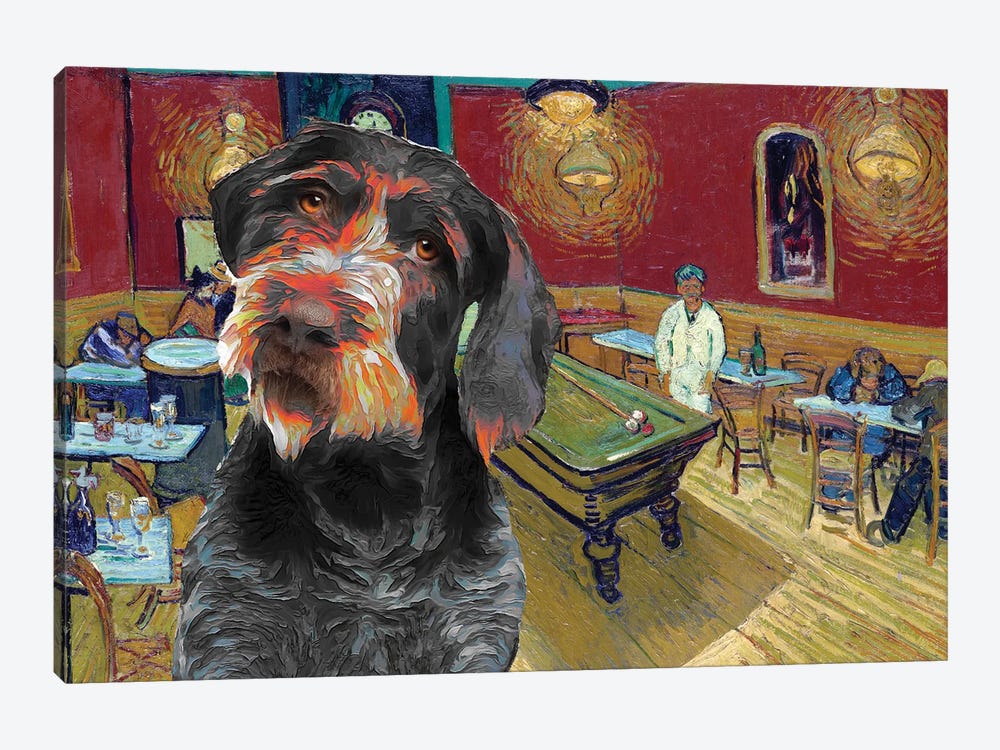 German Wirehaired Pointer The Night Café by Nobility Dogs 1-piece Canvas Artwork