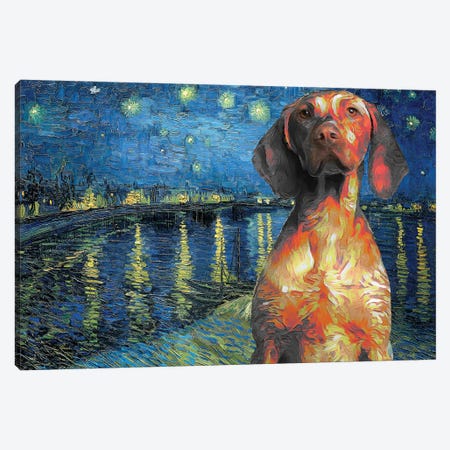 Vizsla Starry Night Over The Rhone Canvas Print #NDG472} by Nobility Dogs Canvas Art Print