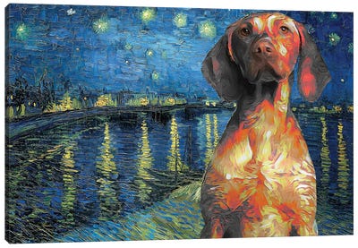 Vizsla Starry Night Over The Rhone Canvas Art Print
