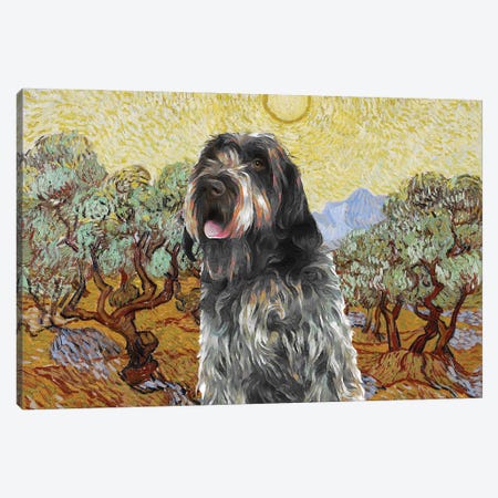 Wirehaired Pointing Griffon Olive Trees Canvas Print #NDG475} by Nobility Dogs Canvas Art