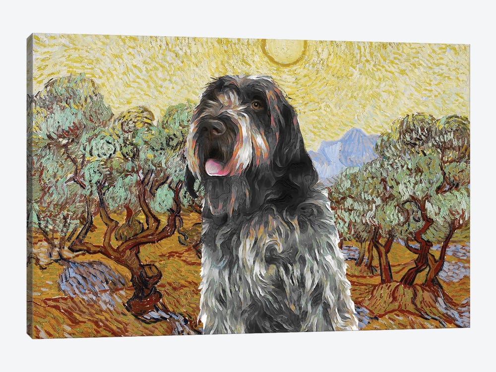 Wirehaired Pointing Griffon Olive Trees by Nobility Dogs 1-piece Canvas Art Print