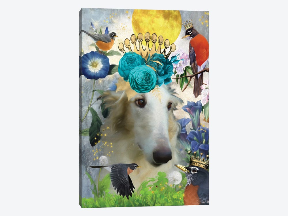 Borzoi And American Robin by Nobility Dogs 1-piece Canvas Print