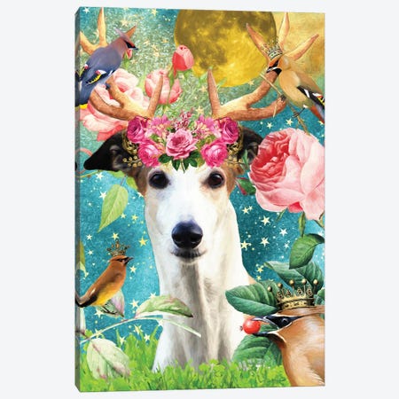 Greyhound And Waxwing Canvas Print #NDG487} by Nobility Dogs Canvas Art Print