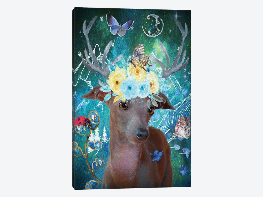 Italian Greyhound And Butterflies by Nobility Dogs 1-piece Art Print