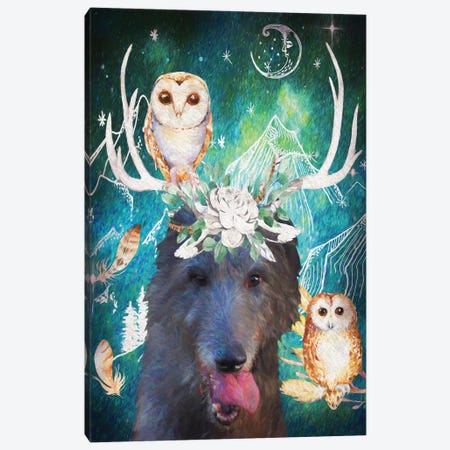 Scottish Deerhound And Owl Canvas Print #NDG490} by Nobility Dogs Art Print