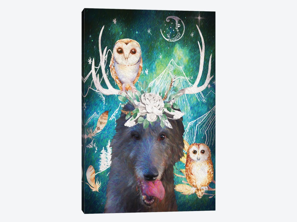 Scottish Deerhound And Owl by Nobility Dogs 1-piece Canvas Art