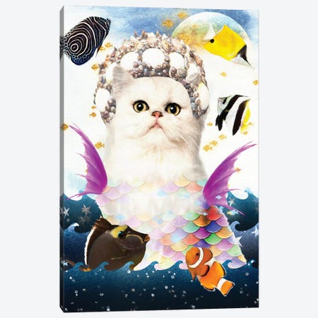 Persian Cat Mermaid Canvas Print #NDG497} by Nobility Dogs Canvas Artwork
