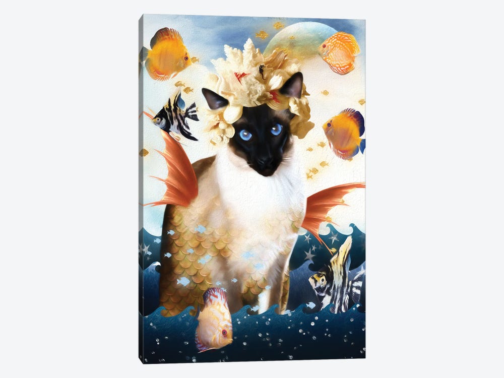 Siamese Cat Mermaid by Nobility Dogs 1-piece Canvas Art Print