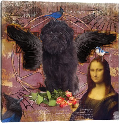 Affenpinscher Angel Da Vinci Canvas Art Print - Mona Lisa Reimagined