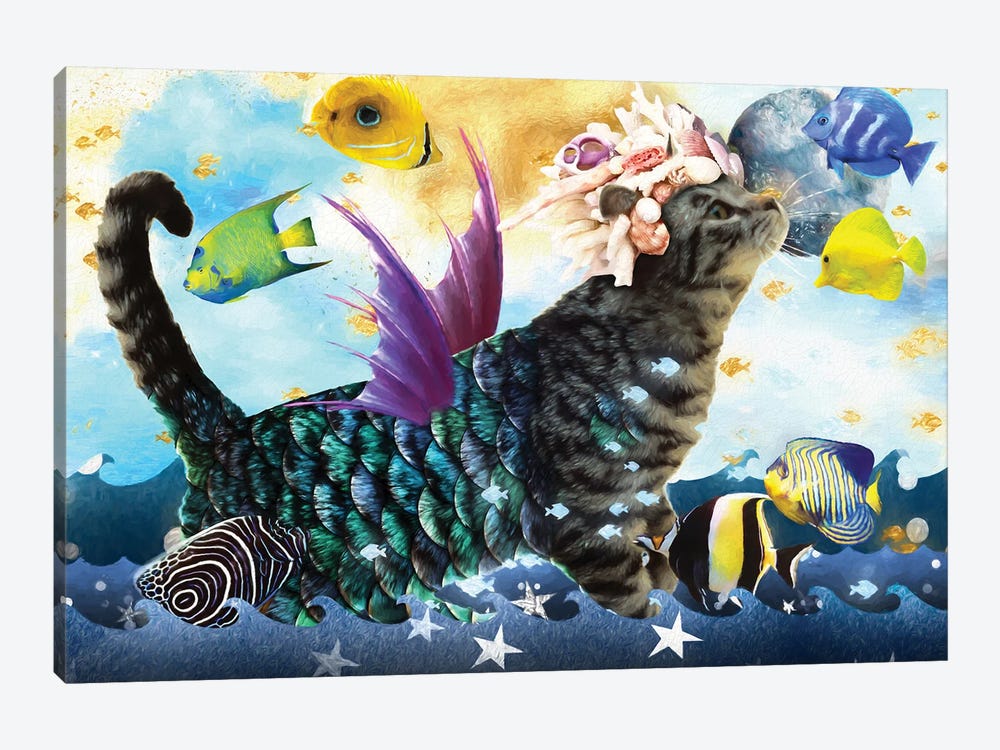 Tabby Cat Mermaid by Nobility Dogs 1-piece Art Print