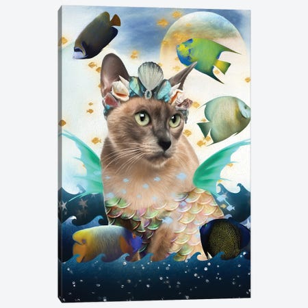 Tonkinese Cat Mermaid Canvas Print #NDG504} by Nobility Dogs Canvas Art