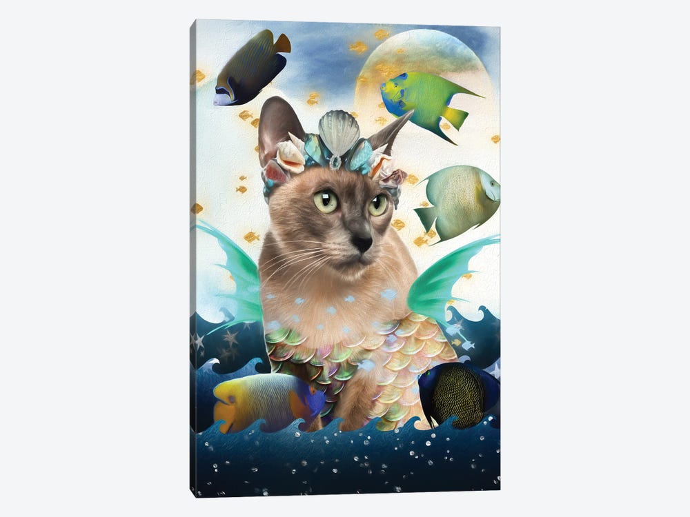 Tonkinese Cat Mermaid by Nobility Dogs 1-piece Canvas Wall Art